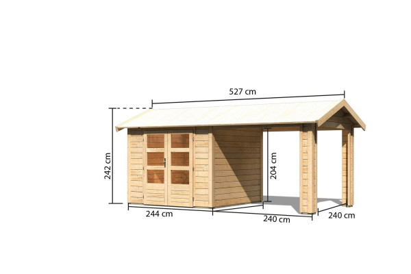 Gartenhaus Holz THERES 3 2,44 x 2,44 m 28 mm Systemhaus