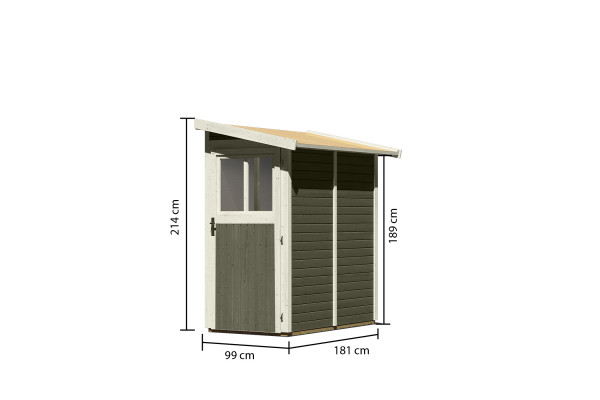 Gartenhaus Holz GÖRLITZ 0,99 x 1,82 m 19 mm Anbauschuppen